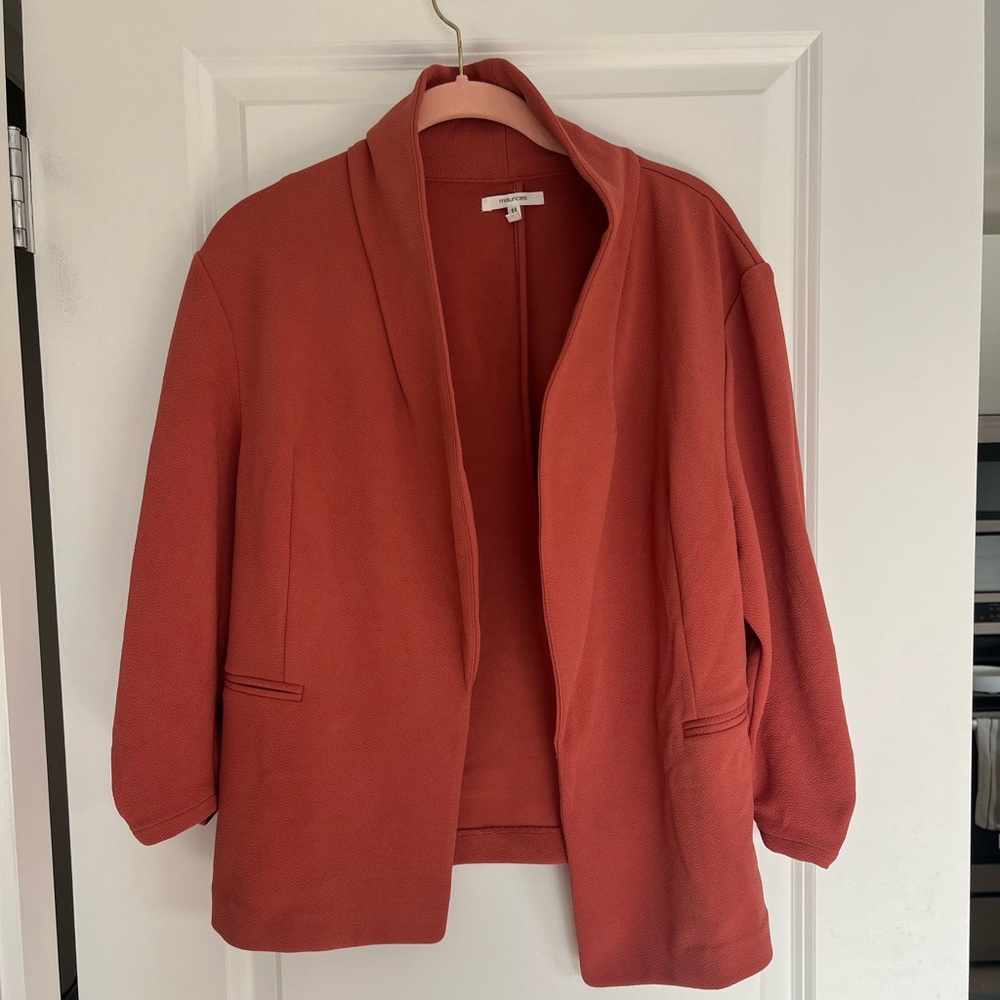 Open-Front Rust Orange Blazer